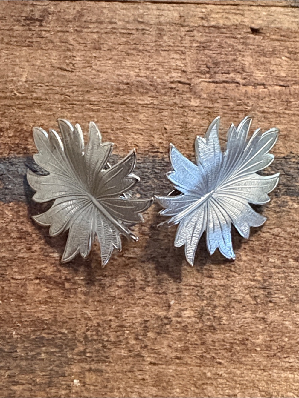 Vintage Silver Leaf Clip-On Earrings